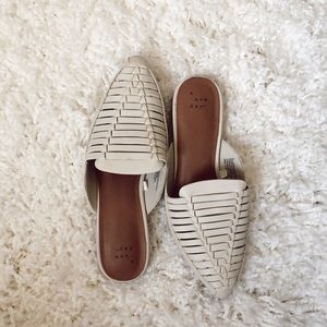 Cream Woven Mules